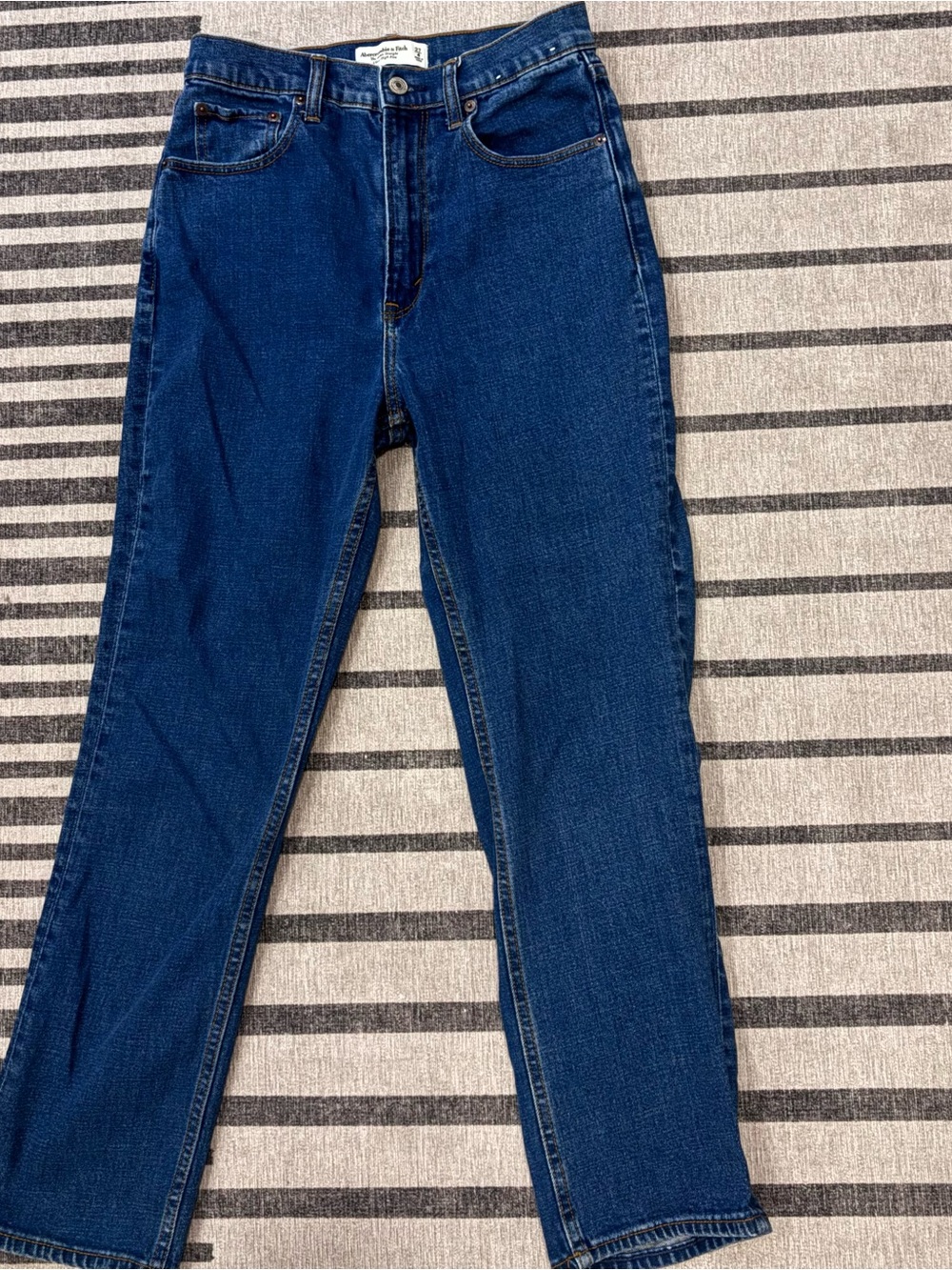 Abercrombie & Fitch Women's Dark Blue Straight Leg Jeans